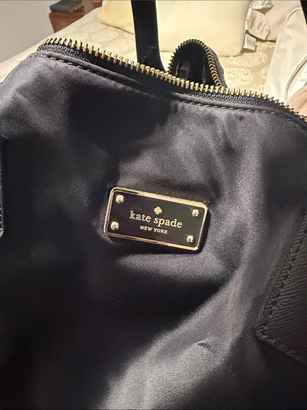 kate spade Black Nylon Duffel Bag with Gold Hardware
